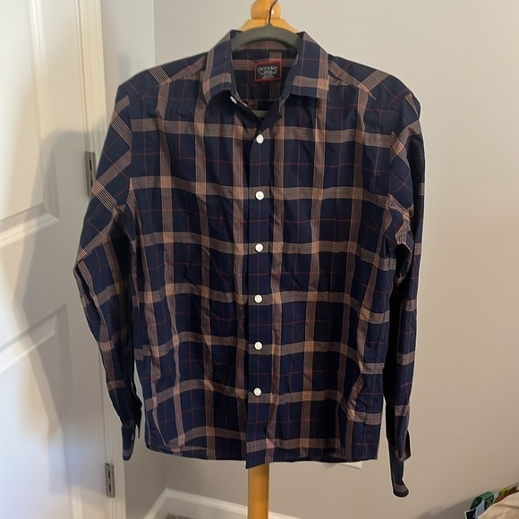 UNTUCKit Navy Plaid Button Up Shirt Sz M - Picture 5 of 6